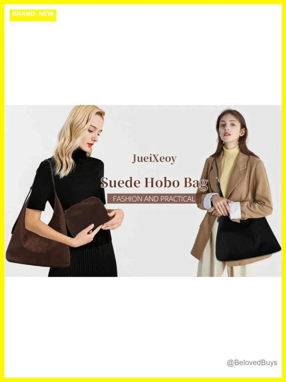 Suede Hobo Tote Bag Adjustable Shoulder Strap Large Capacity